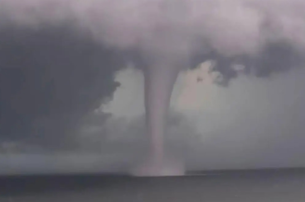 Large waterspout seen off Florida coast to amazement of spectators